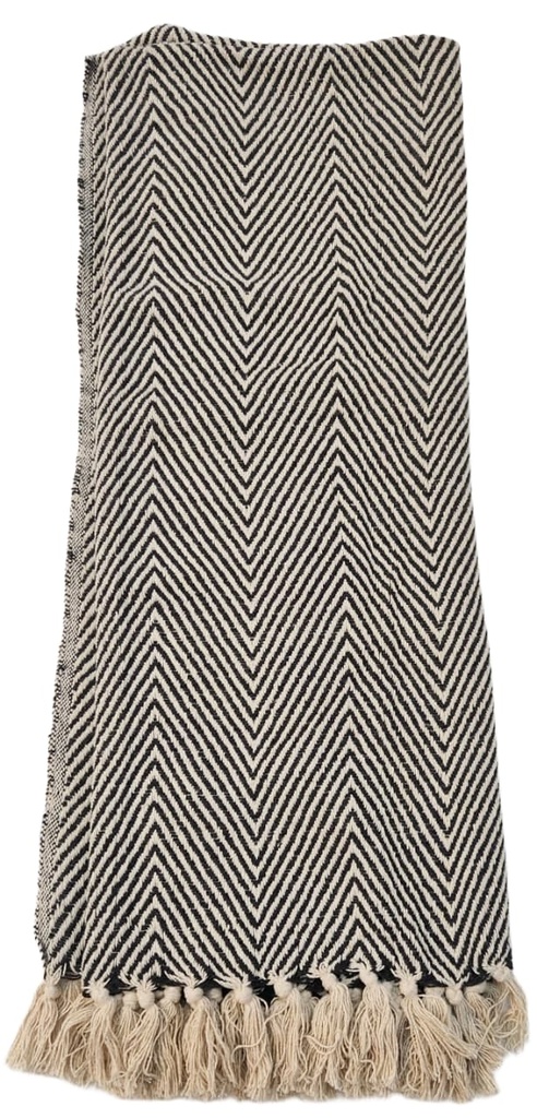 DLL Hand Woven Throw Blanket-Black and Ivory 