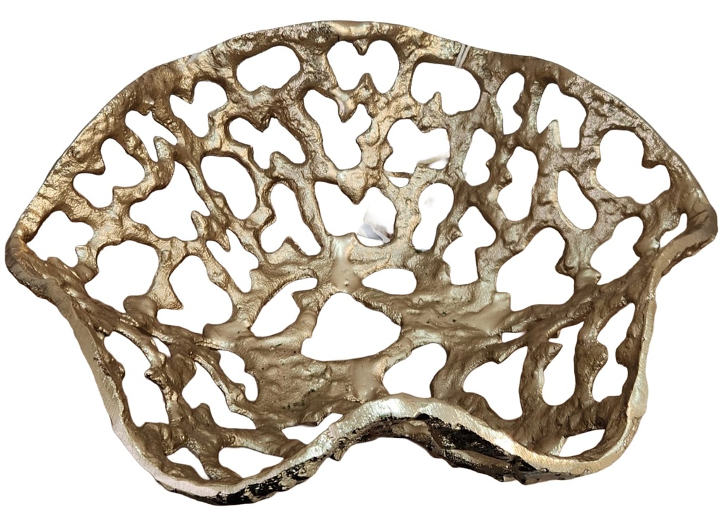 Gold Abstract Metal Bowl W/ Holes  