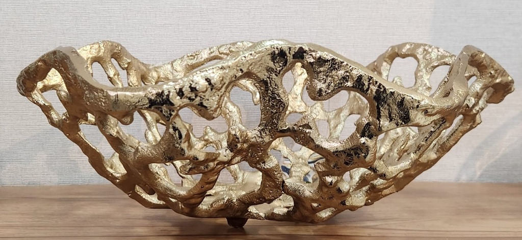 Gold Abstract Metal Bowl W/ Holes  