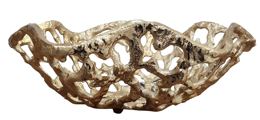 Gold Abstract Metal Bowl W/ Holes  