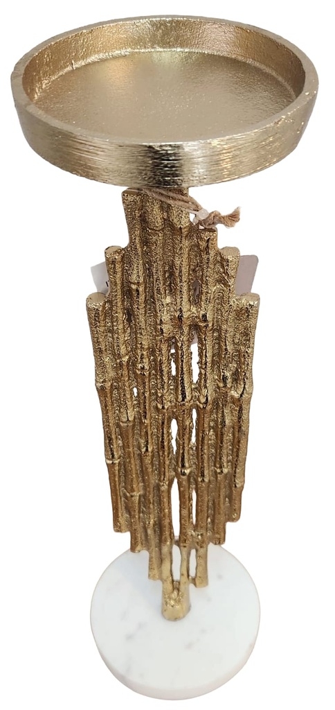 14" Metal Contemporary Candle 
Holder, Gold