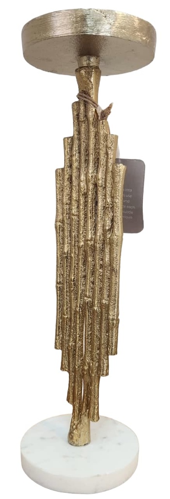 14" Metal Contemporary Candle 
Holder, Gold