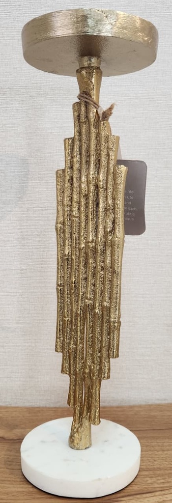 14" Metal Contemporary Candle 
Holder, Gold