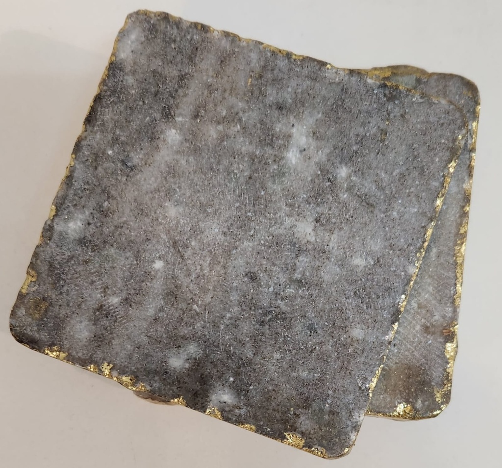 GOLD RIM AGATE STONE COASTER  