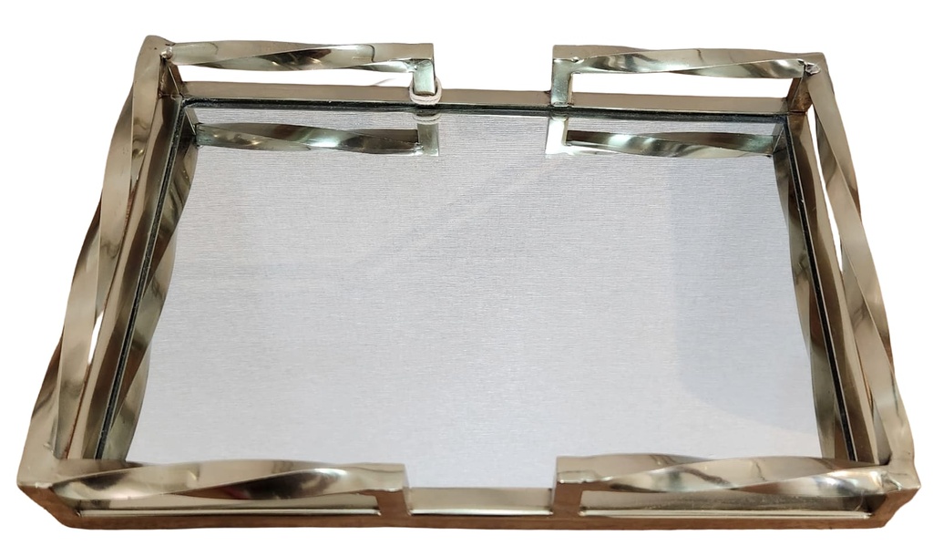 Gold-Handled Mirrored  Rectangular Tray (SM) 