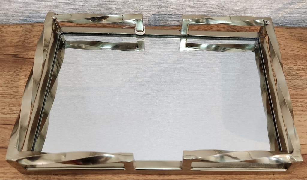 Gold-Handled Mirrored  Rectangular Tray (SM) 