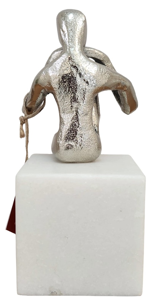 SILVER FIGURINE ON MARBLE BASE   