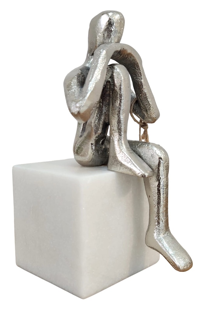 SILVER FIGURINE ON MARBLE BASE   