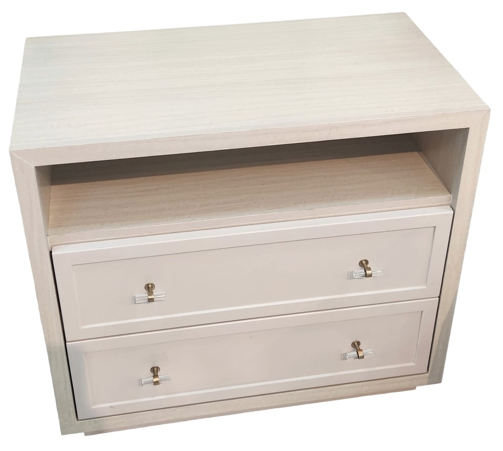 Whitewash Nightstand with Gold & Acrylic Pulls 
