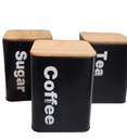 3 PC Bamboo Lid Storage Box (Sugar, Tea Coffee)