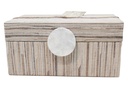 Brown and White Fabric Box With White Handle-Lg