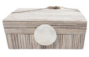 Brown and White Fabric Box With White Handle-Sm  