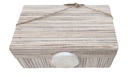 Brown and White Fabric Box With White Handle-Sm  