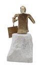Gold Sitting Man on White Stone 