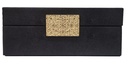 Black Leather Box with Gold Square Handle -Lg