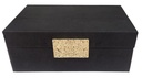 Black Leather Box with Gold Square Handle -Lg