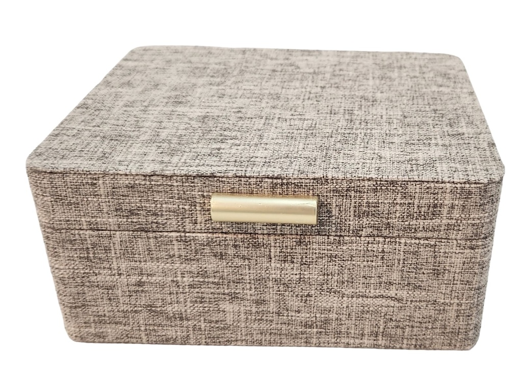 Grey Fabric Box With Gold Handle 