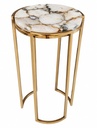 Agate Top with Gold Metal Base Side Table  