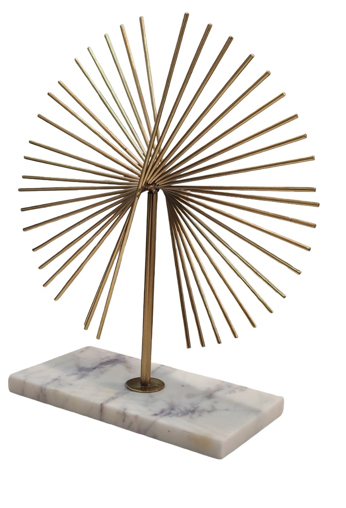 Marble Base Geometric Lines Gold Metal Sculpture  