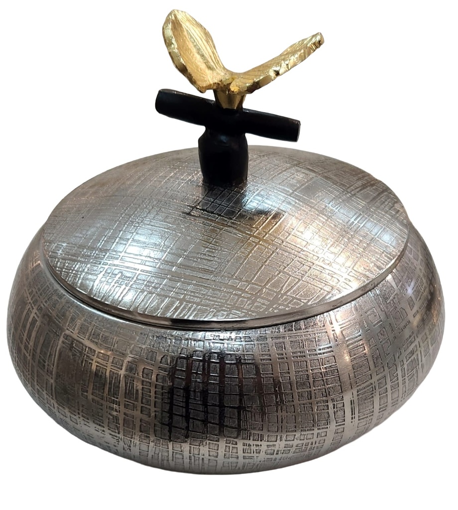 Chrome Bowl with  Gold 3D Detail 