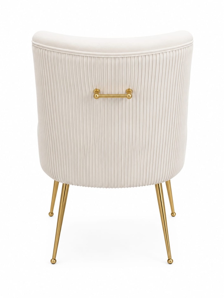 Baudel Velvet Side Chair-Beige 