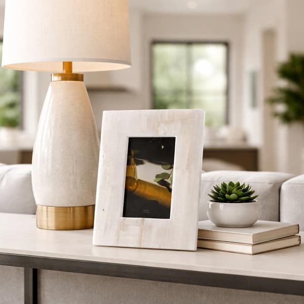 4X6" SELENITE PHOTO FRAME, WHITE 