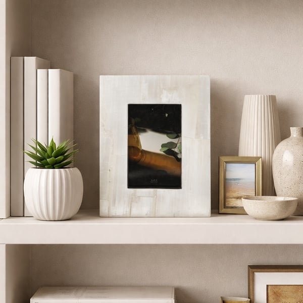  4X6" SELENITE PHOTO FRAME, WHITE 
