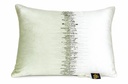 White & Green Colourblock Pillow With Beaded Details 