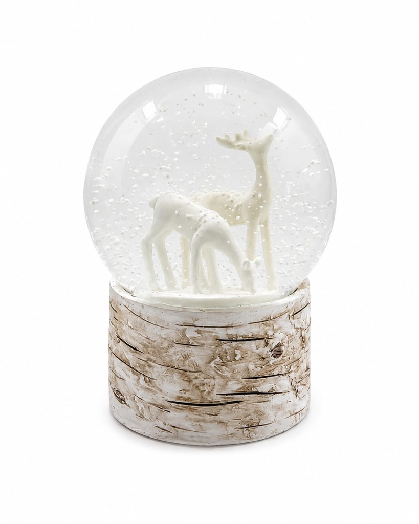 White Reindeers Snow Globe  