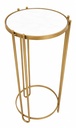 Marble Top Cylindrical Side Table with Gold Frame 