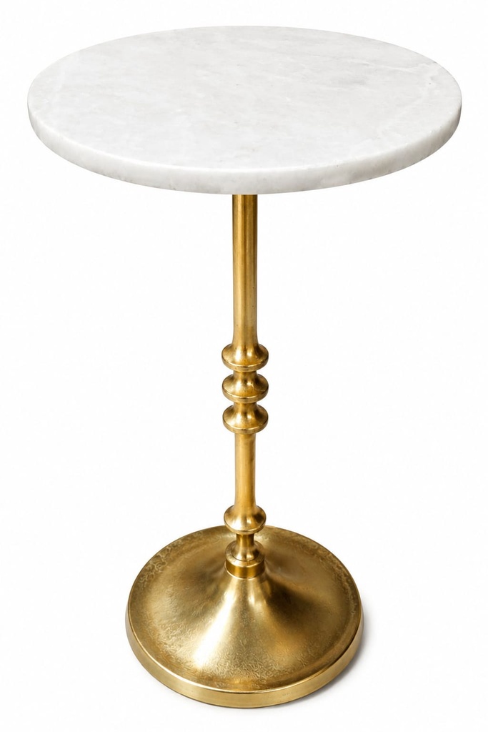 Round Marble Gold Base Side Table  