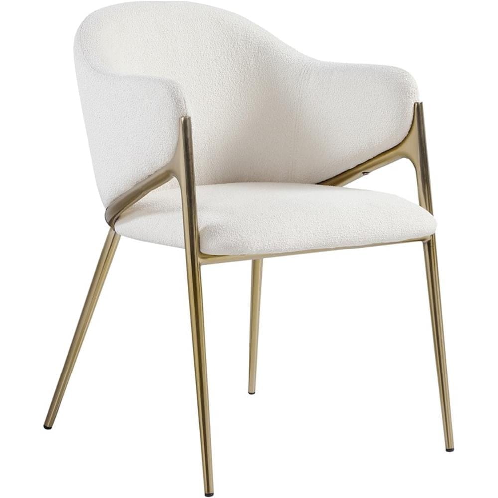 Cream Velvet Dining Chair W/ Gold Legs 