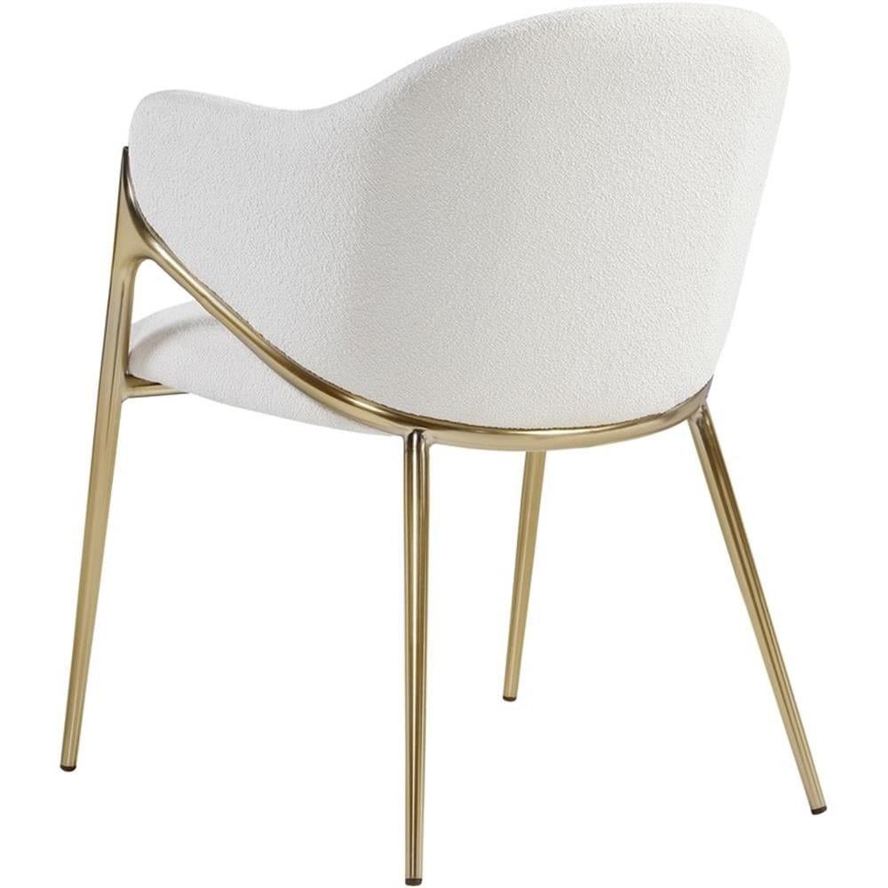 Cream Velvet Dining Chair W/ Gold Legs 
