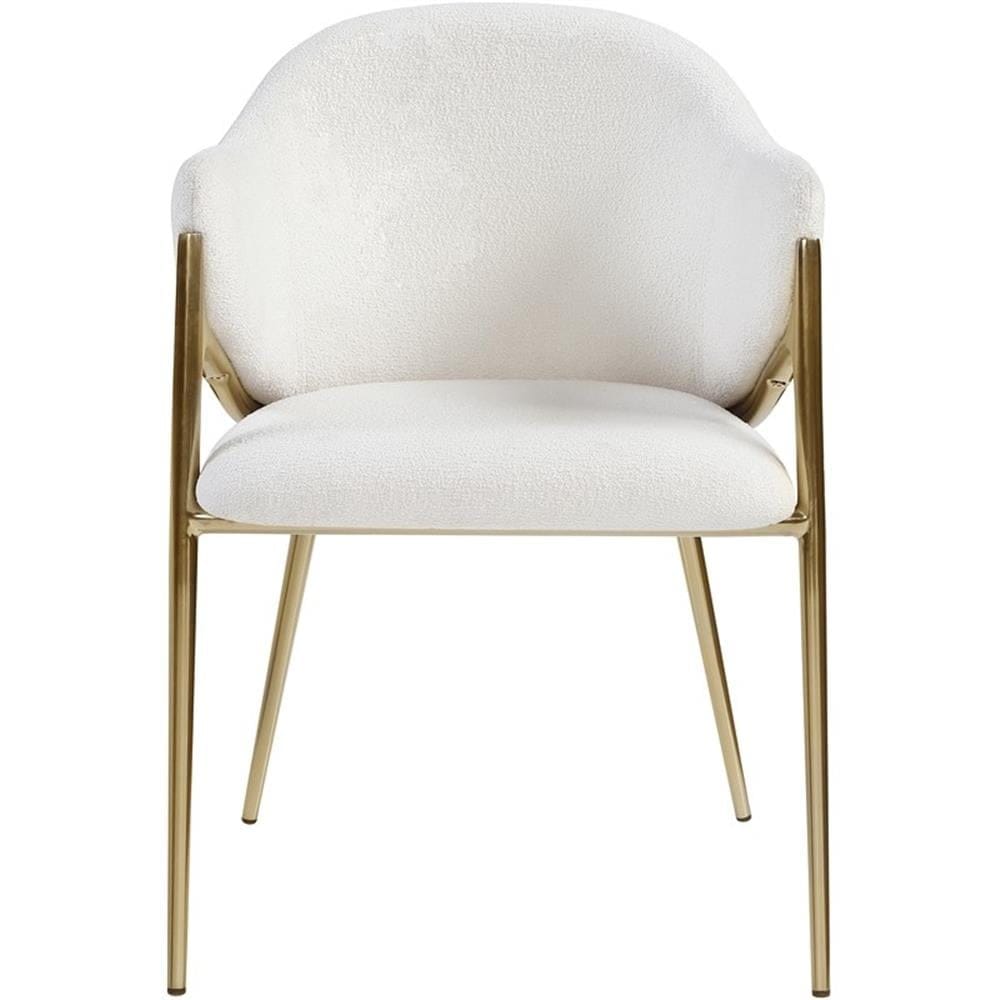 Cream Velvet Dining Chair W/ Gold Legs 