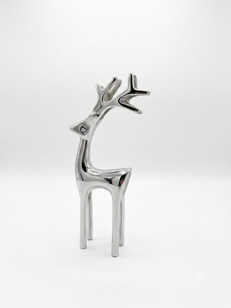 MEDIUM DECORATIVE REINDEER - POLISHED NICKEL 