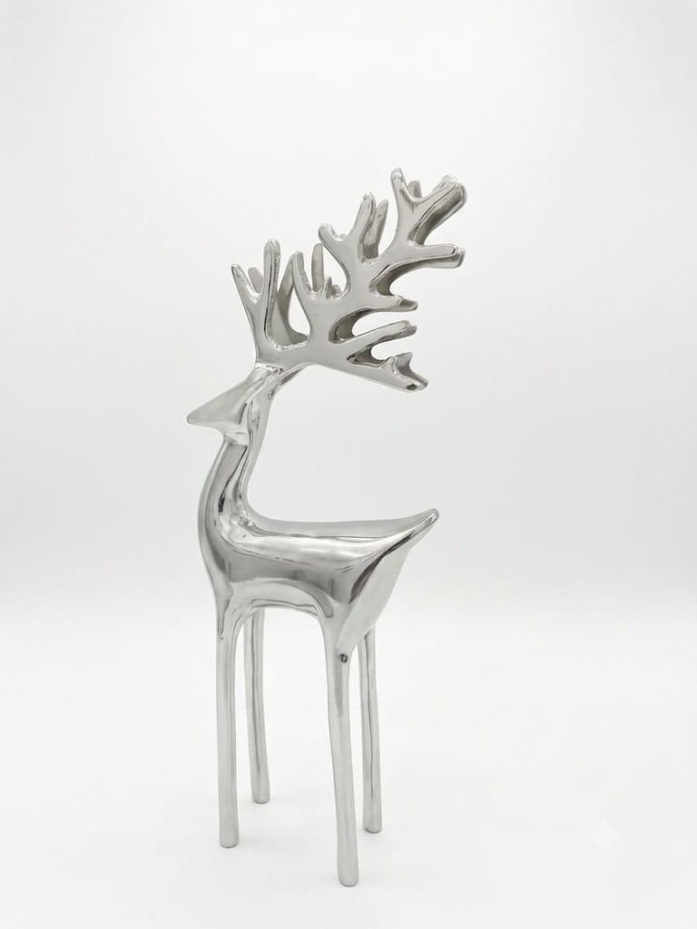 TALL DECORATIVE REINDEER - POLISHED NICKEL 