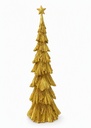 17" Hand Carve Metallic Gold Christmas Tree W/ Star  