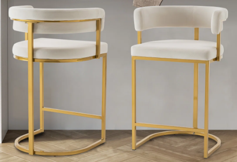 34.3" EVERLY BAR STOOL -WITH GOLD FOOTREST 