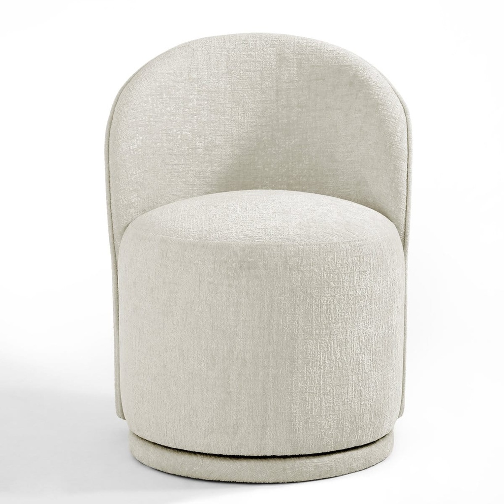 LIGHT SAND CHENILLE SWIVEL BARREL CHAIR 