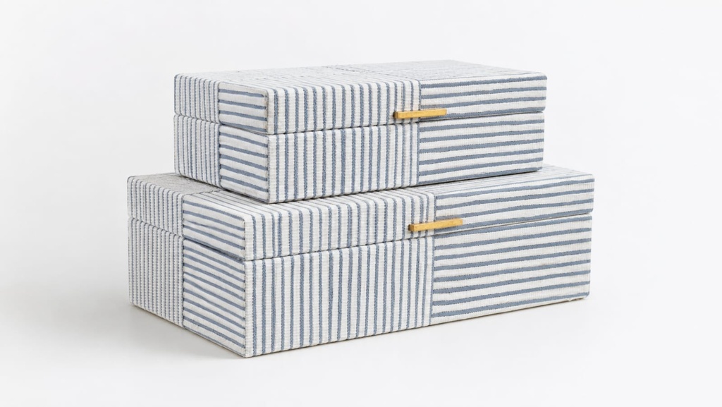 Blue & White Striped Woven Box -LG