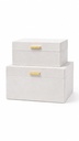 Ivory Suede Box With Gold Handle Large