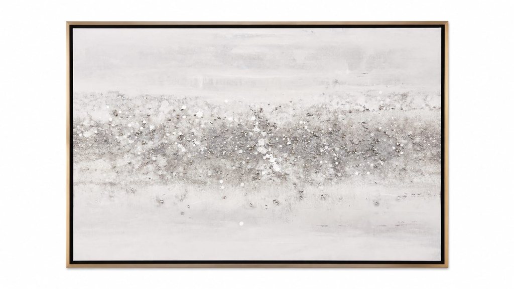 Gold Frame Silver & Grey Glitter Rain Wallart