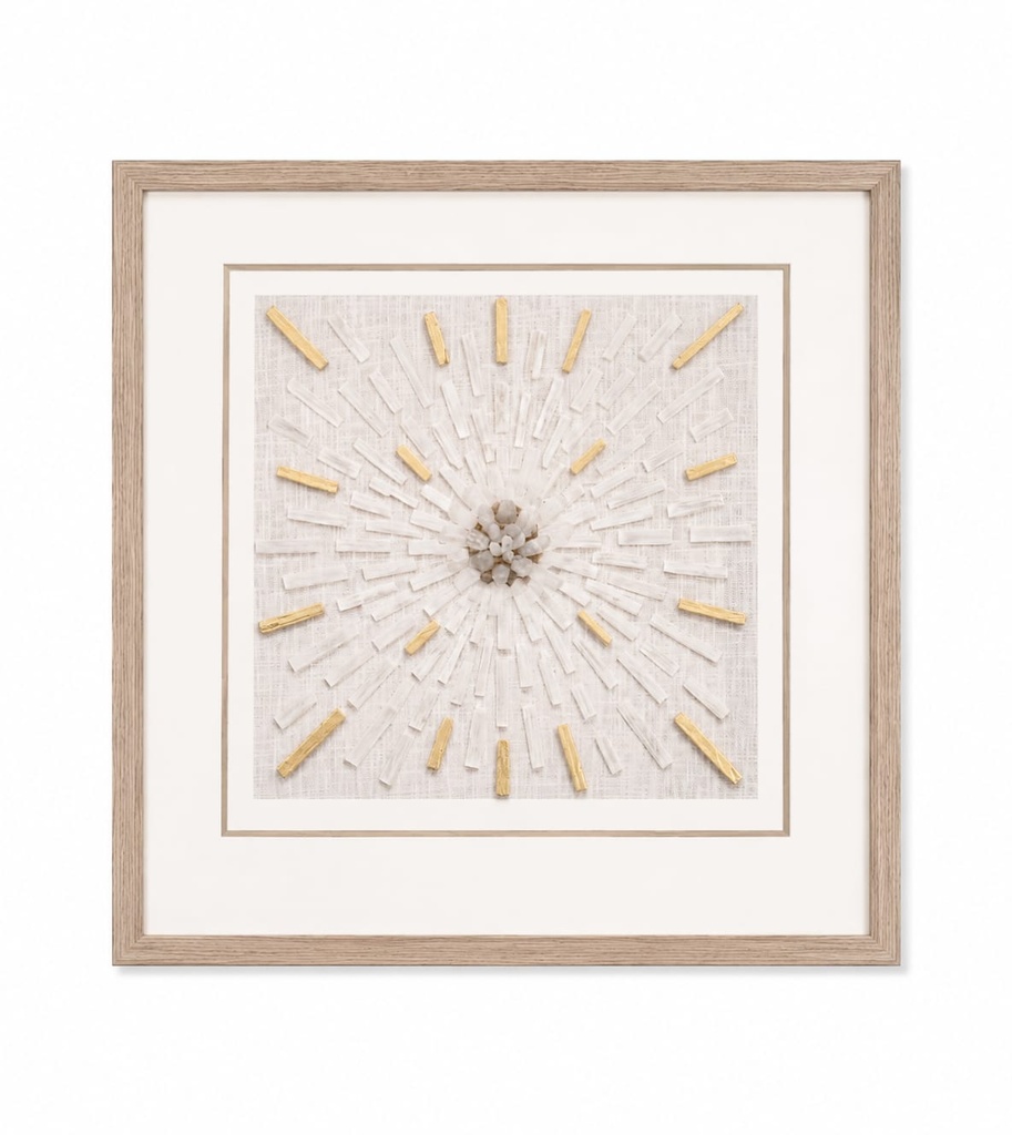 Selenite Crystal Radial Sunburst With Agate Stone 