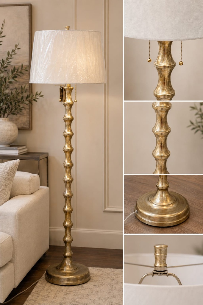 Champagne Bamboo Base Floor Lamp