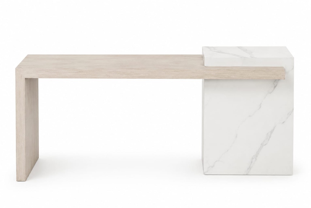 MARBLE & NATURAL WOOD CONSOLE 