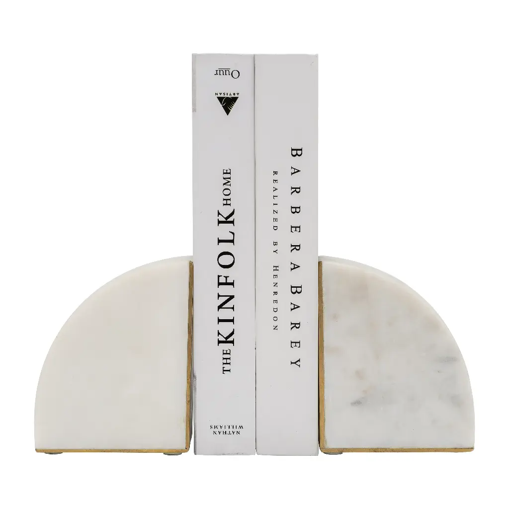 5" WHITE MARBLE PIE BOOKEND
