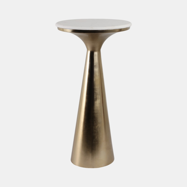 22X11" TAPERED METAL BASE, MARBLE TOP TABLE-GOLD
