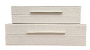 BEIGE LEATHER DOTTED TEXTURED BOX (LG)  
