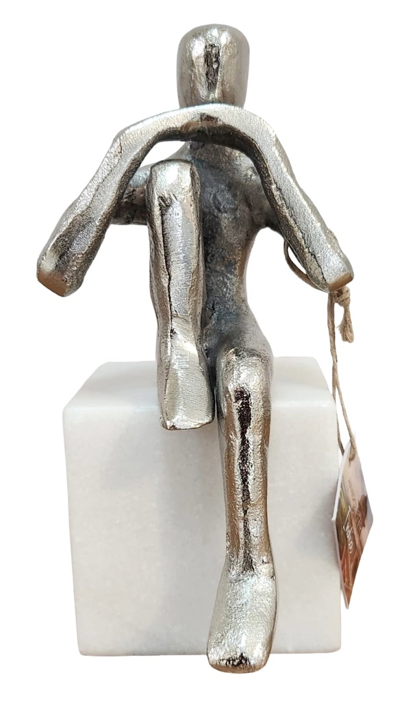 SILVER FIGURINE ON MARBLE BASE   