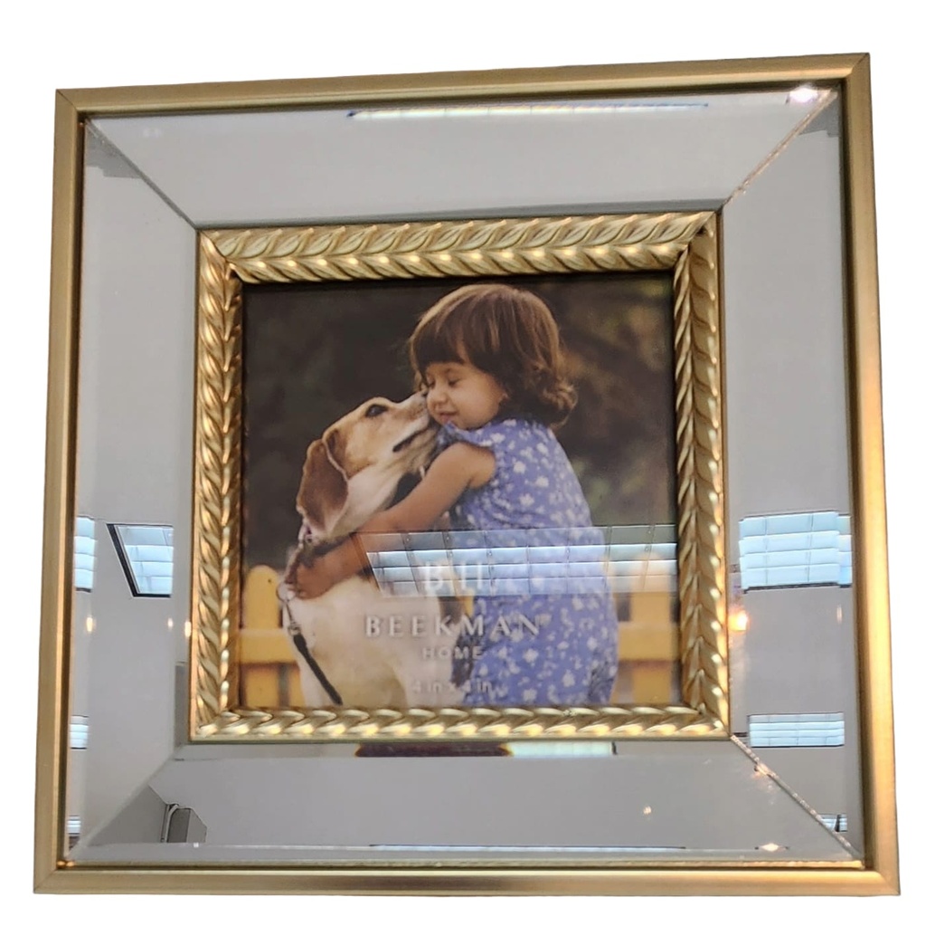 BEEKMAN 4X4 PICTURE FRAME WITH GOLD TRIM 